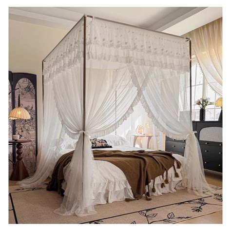 4 Corners Post Floor-Standing Three-Door Bed Canopy, Double Bed ...