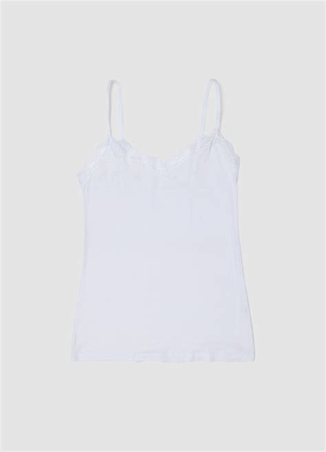 Woman's White stretch modal vest regular fit with lace | OVS