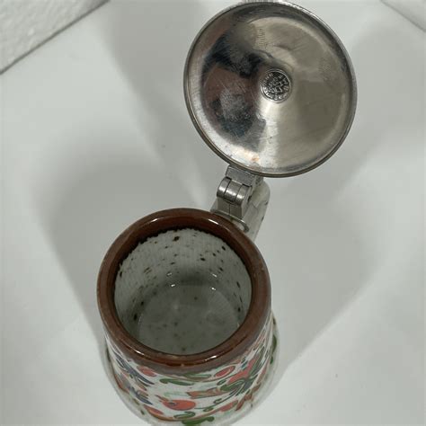 German BMF Ceramic Beer Stein Rein Zion Flip-top Lid Shot Glass