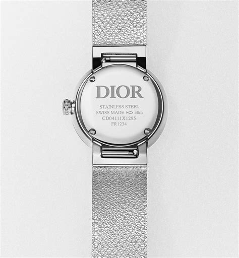 La D de Dior Satine Ø 25 mm, Stahl, Perlmutt in Rosa und Diamanten | DIOR