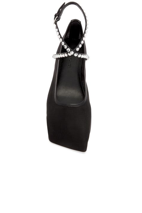 AMINA MUADDI Ane Mesh Crystal Flat in Black & White Crystals | FWRD