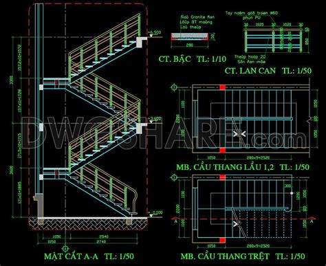 401. Free Download CAD DWG – Detailed Stairs for Townhouse Design (1 ...