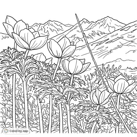Fluffy Mountain Flowers - Coloring.app
