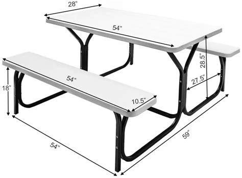 Hdpe Outdoor Picnic Table Bench Set With Metal Base Costway | Furniture.com