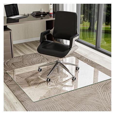 36"x46" Tempered Glass Desk Chair Mat for Carpet, Glass Office Chair ...