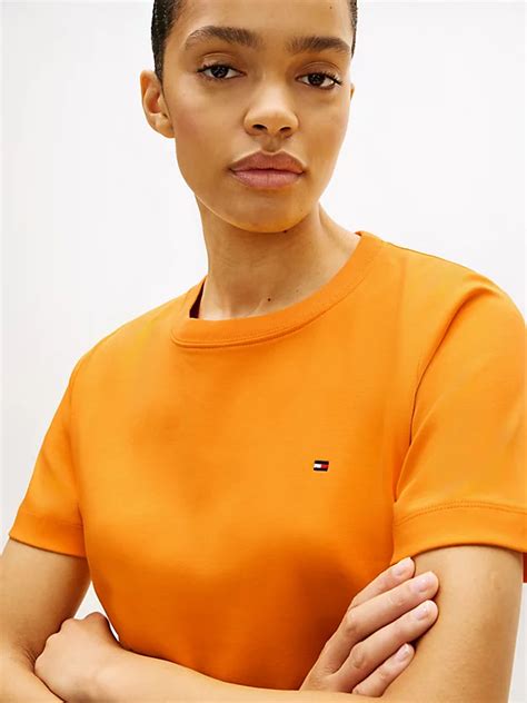 Interlock Knit Boxy T-Shirt | Orange | Tommy Hilfiger