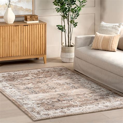 nuLOOM Tansy Traditional Vintage Machine Washable 9ft. x 12ft. Beige ...