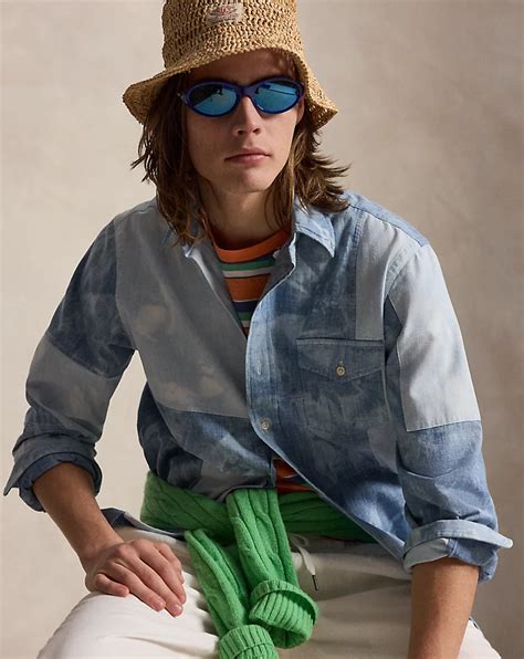 Classic Fit Patchwork Chambray Shirt for Men | Ralph Lauren® IN