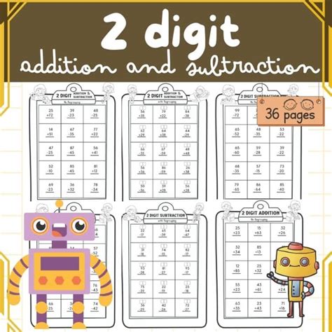 2 Digit Addition & Subtraction Worksheets Bundle | Regrouping & No ...