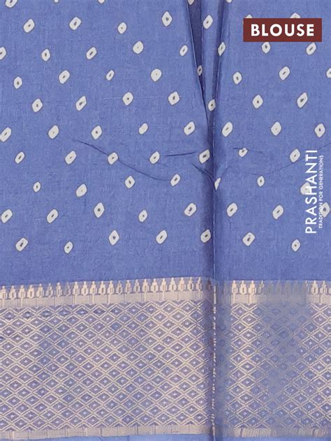 Semi dola saree bluish grey with bandhani butta prints and zari woven ...