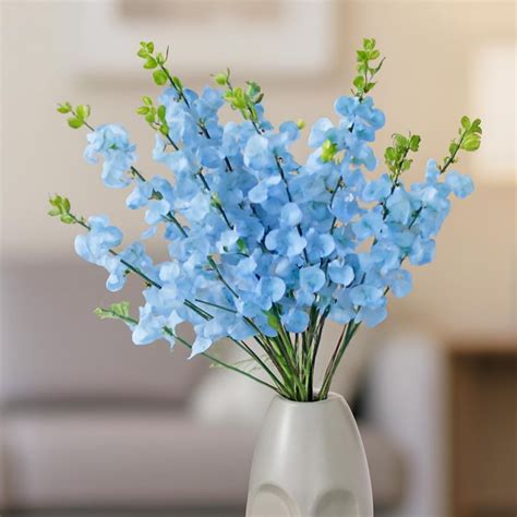 Art Street Artificial Blue Cherry Blossom Flower Bunch for Table Indoo ...