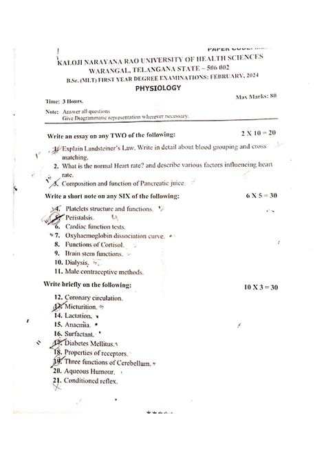 B.Sc. (MLT) 1st Year Exam Papers: February 2024 - All Subjects - Studocu