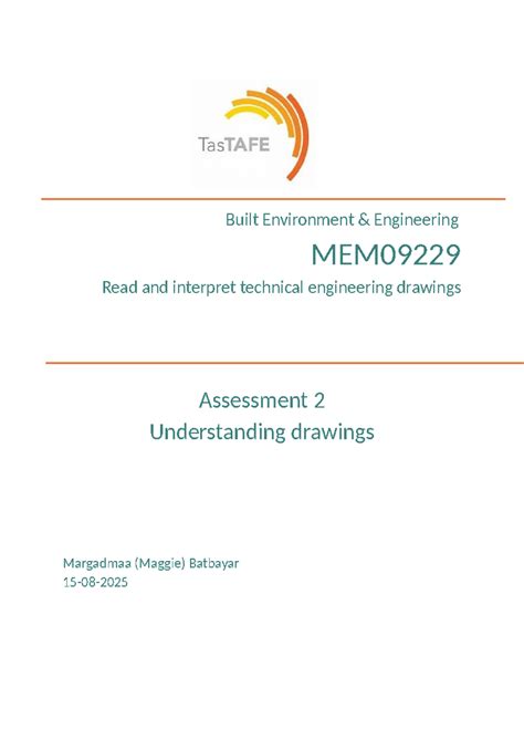 MEM09229 Assessment 2: Understanding Technical Drawings - Studocu