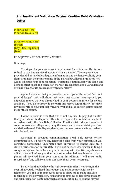 50 Free Debt Validation Letter Templates [& Samples] ᐅ TemplateLab