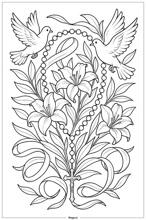 Rosary With World Map Coloring Page (Free PDF&PNG Printable)