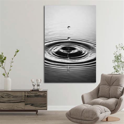 Black White Water Drop Ripple Zen Minimal Abstract Wall Art, Unframed ...