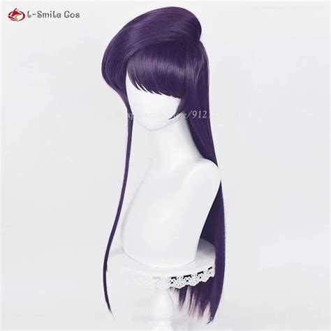 Komi Shouko Cosplay Perücke 80cm Lila Schwarz Hitzebeständig Synthetik ...