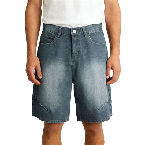 LMOIPLI Men's Baggy Jean Shorts Loose Fit Vintage Wide Leg Jorts Y2K ...