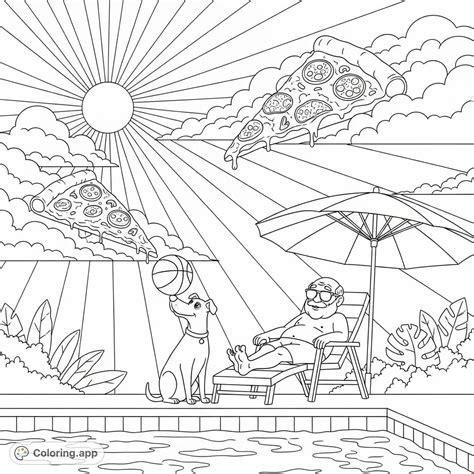 Grandpa's Silly Summer Pool - Coloring.app