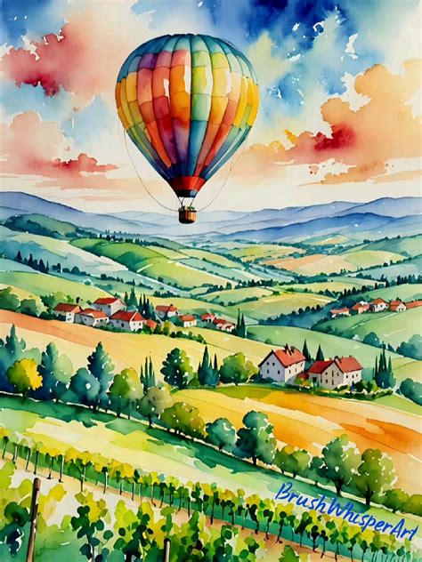 Colorful Watercolor Balloon Floating Painting Art | Watercolor scenery ...