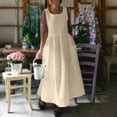 ClodeEU Women's Sleeveless Round Neck Linen Blend Maxi Dress with ...