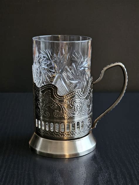 Russian Vintage Crystal Tea Glass 8.5oz with Metal Holder ...