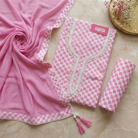 Set 5-28th Mar - White Base Pink Floral Printed Kurta - Classic Neck ...