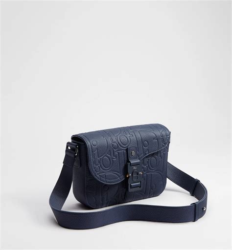 Small Saddle Messenger Bag with Flap Navy Blue Dior Gravity Leather | DIOR