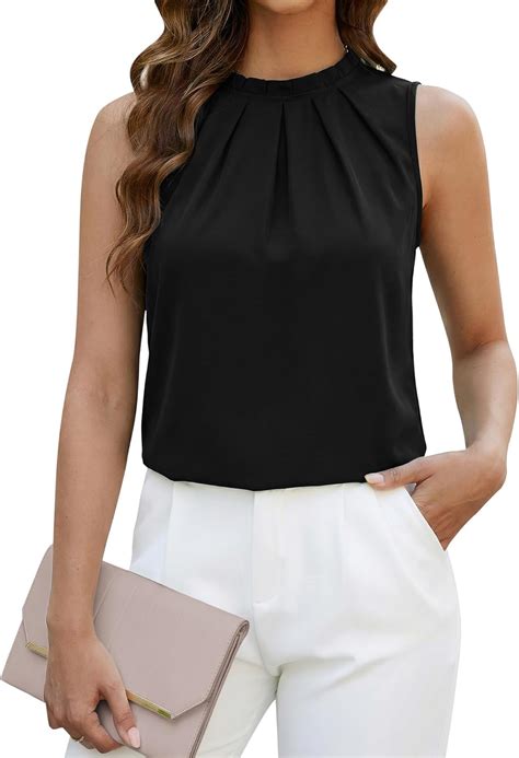 Chicyoo Dressy High Neck Sleeveless Blouse for Women Work Top Casual ...