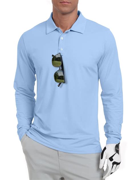 GIRUNS Men's Golf Polo Shirts Long Sleeve UPF 50+ Lightweight Summer Casual Quick Dry Tee Light ...