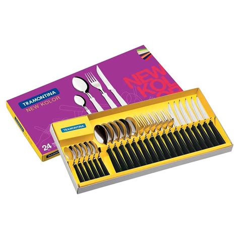 Juego de Cubiertos New Kolor Negro x 24 Piezas - Oechsle