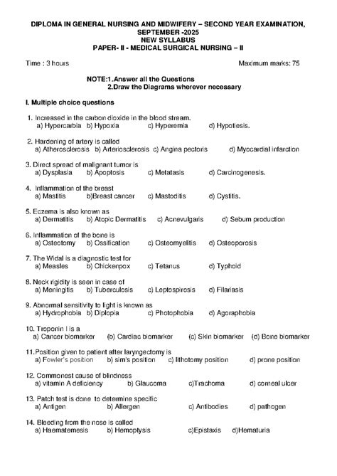 DIPLOMA IN GENERAL NURSING & MIDWIFERY II MS2 EXAM NOTES - Studocu