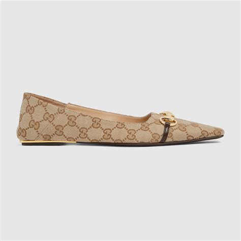 Women's Vittoria ballerina in sand and brown GG canvas | GUCCI® TR