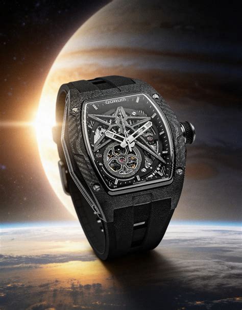 Qorum Equinox Men’s Automatic Skeleton Watch - Black Dial, Chrome Deta ...