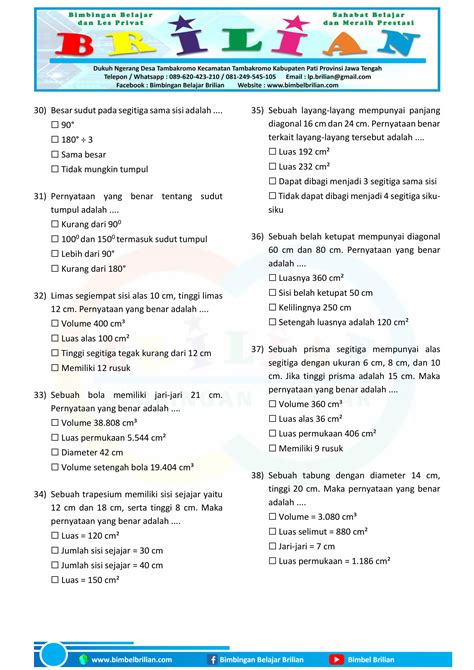 Soal TKA Matematika SD Model MCMA (Multiple Choice Multiple Answer ...