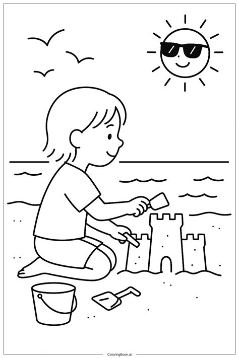 Spring Break Beach Hat Coloring Page (Free PDF&PNG Printable)