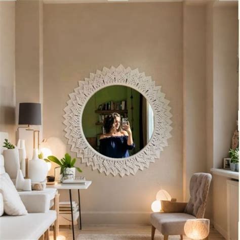 Nida Handicraft Macrame wall Hanging mirror Home Decor, Boho Round ...