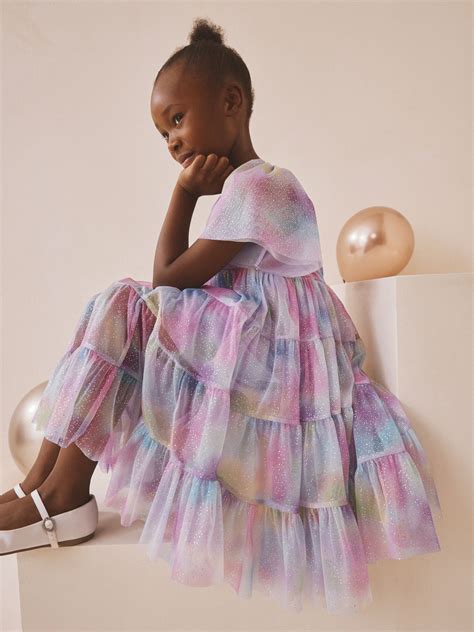Buy Lilac Purple Rainbow Tiered Mesh Occasion Dress (3-16yrs) from Next ...
