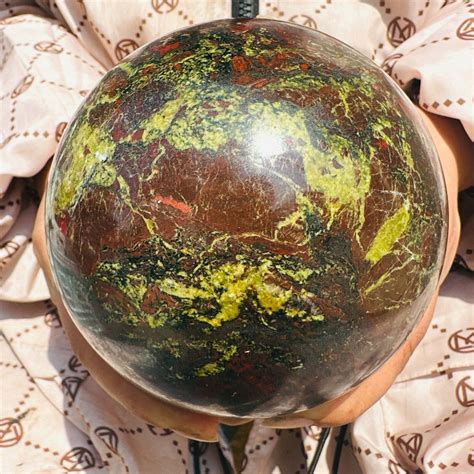 4.18LB Natural dragon blood stone quartz sphere crystal ball reiki ...