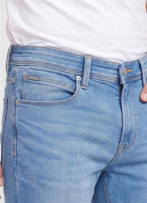 Men Blue Straight Fit Mid Rise Stretchable Jeans | Pepe Jeans India