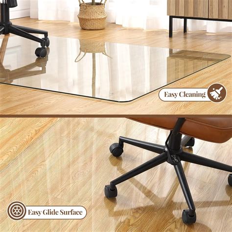 【GARVEE】Tempered Glass Chair Mat 55 x 46 Inch, 0.2 Inch Thick Clear ...