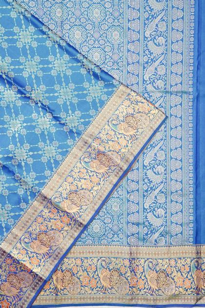 Kanchipuram Silk Brocade Blue Saree | Kankatala