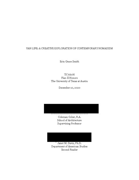 TC 660H Final Thesis: Exploring Contemporary Nomadism in Van Life - Studocu