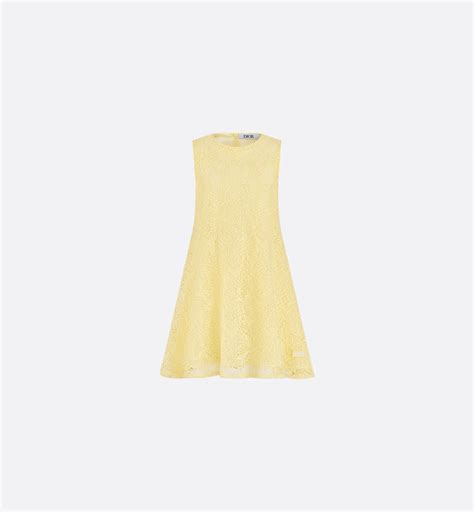 Kids' Flared Dress Fuchsia Pink Lily of the Valley Cotton Guipure | DIOR