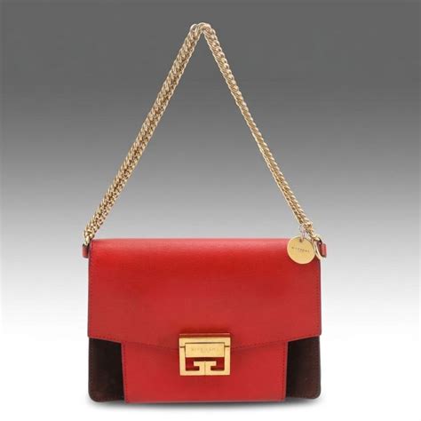 Givenchy GV3 Two-Way Flap Shoulder Bag in Red Leather and Brown Suede ...