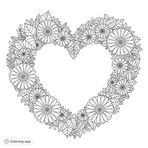 Intricate Botanical Heart Frame - Coloring.app