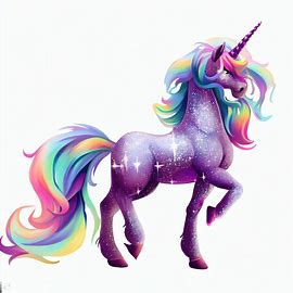 A majestic, glittery pony with a rainbow mane and tail.. Image 3 of 4