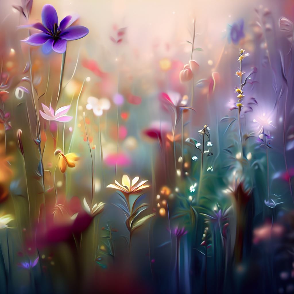 Visualize a whimsical flower meadow where each flower has its own unique personality and sings melodic harmonies.