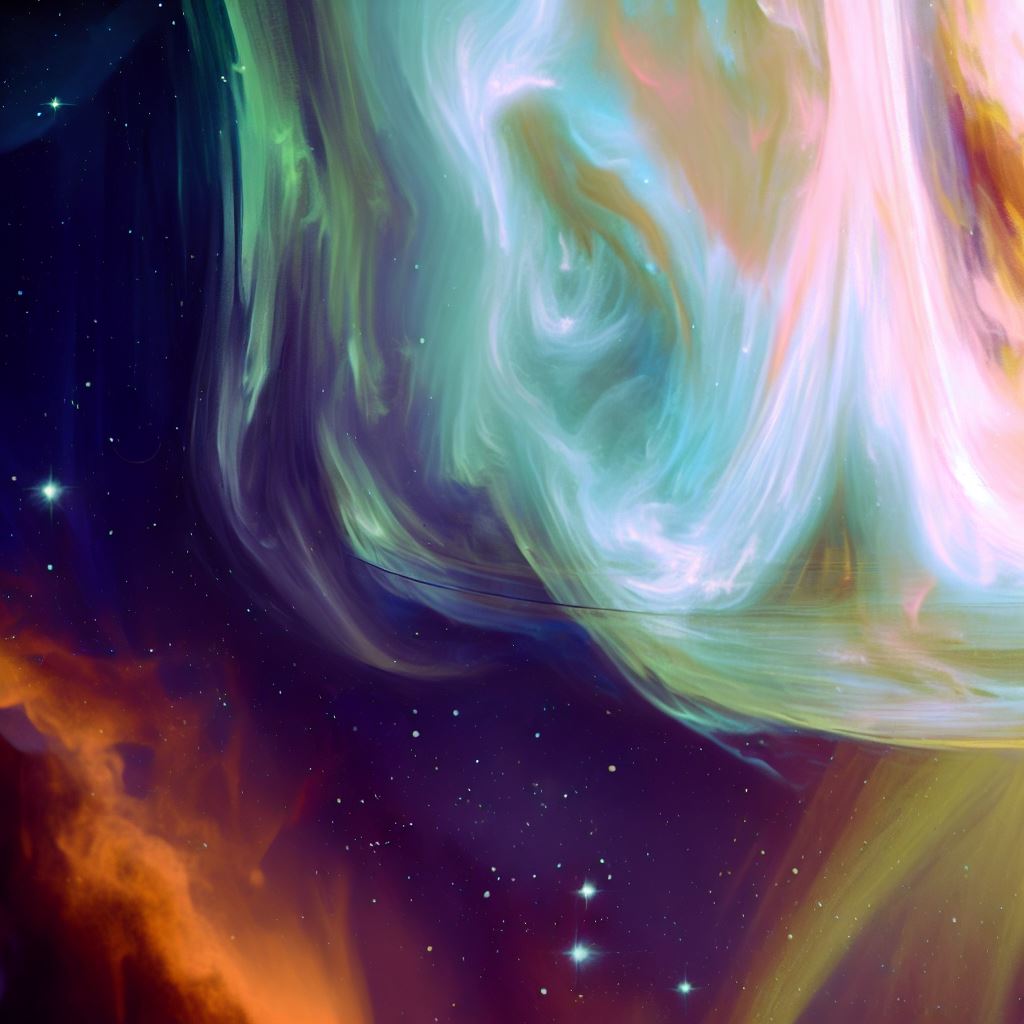 Paint a picture of the universe with vibrant colors and swirling nebulas.