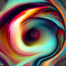 Create an abstract representation of a cornea, with vibrant colors and interesting patterns.